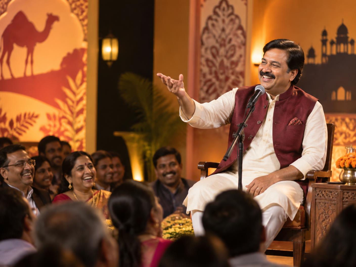 Kavi Kamal Manohar performing before a live audience